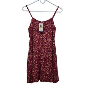 Womens SELFIE Sleeveless Floral Burgundy Mini Dress Size S